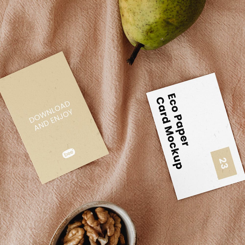 Free Double Eco Business Card Mockup PSD