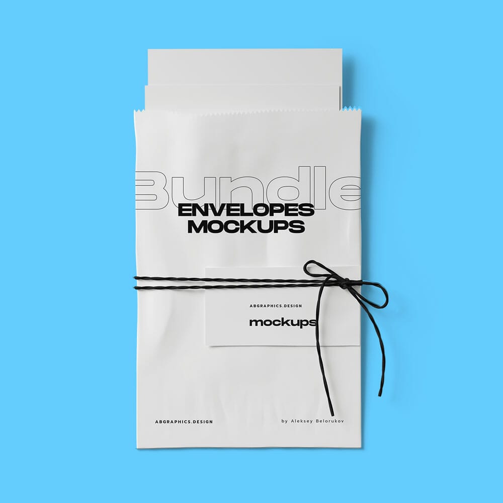Free Envelope On Rope With Paper Mockup Top View PSD