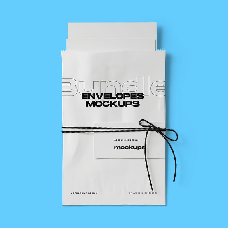 Free Envelope On Rope With Paper Mockup Top View PSD