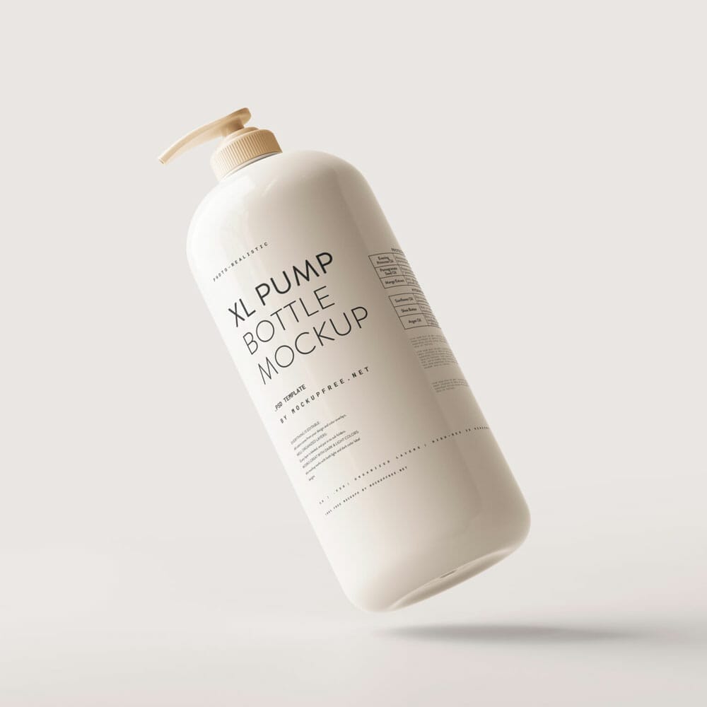 Free Extra Large Pump Bottle Mockup PSD