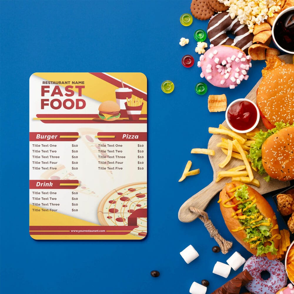 Free Fast Food Menu Mockup PSD Template