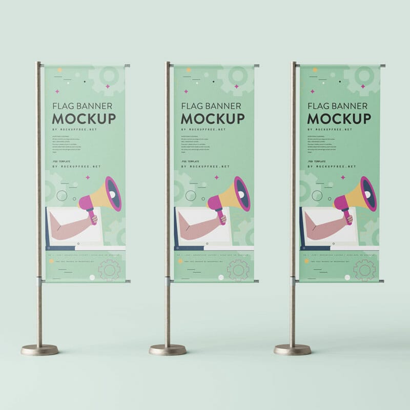 Free Flag Banner Mockup PSD