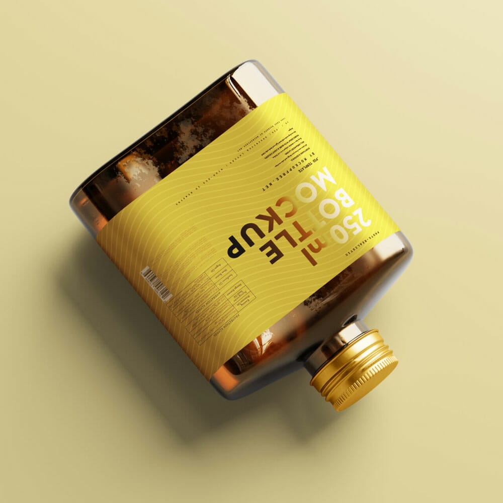 Free Flat Square Liquor Glass Bottle Mockup PSD