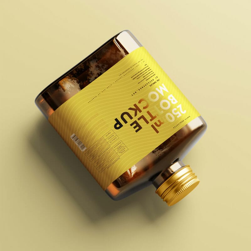 Free Flat Square Liquor Glass Bottle Mockup PSD