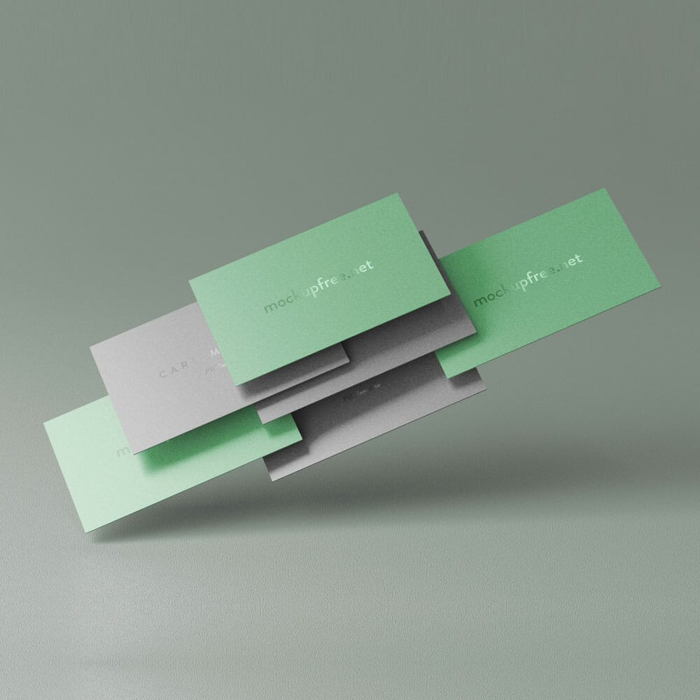 Free Floating Business Card Mockups PSD