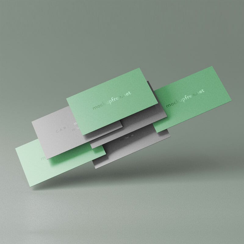 Free Floating Business Card Mockups PSD