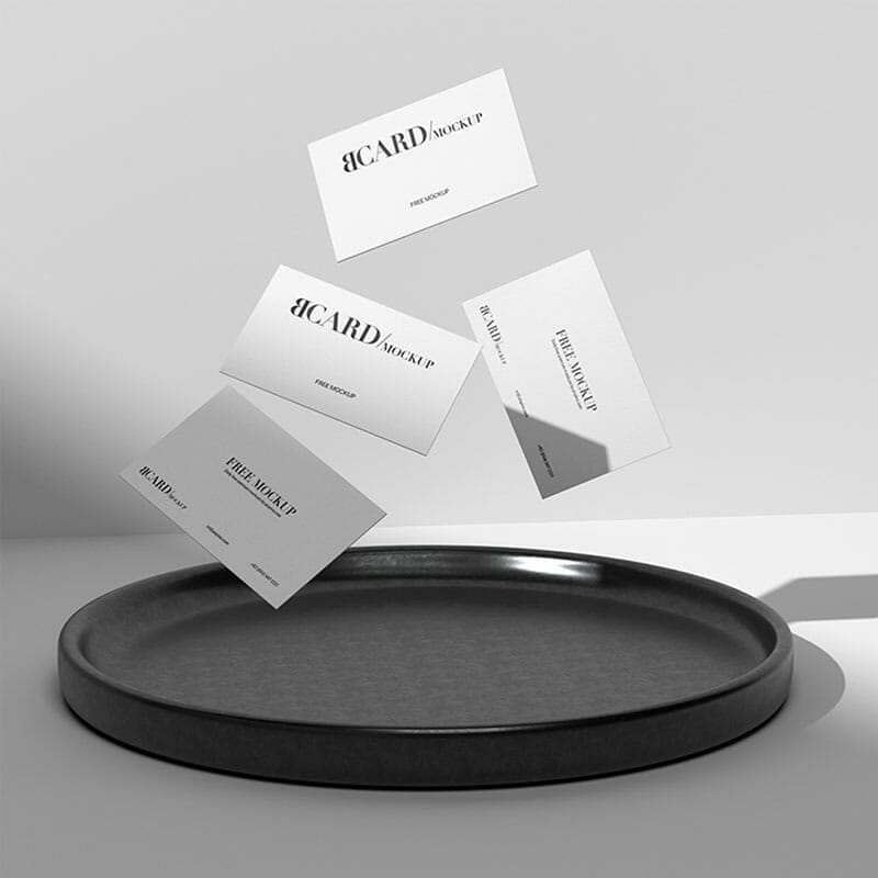 Free Floating Business Card PSD Mockup