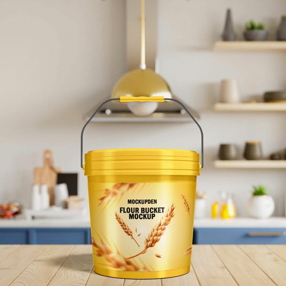 Free Flour Bucket Mockup PSD Template