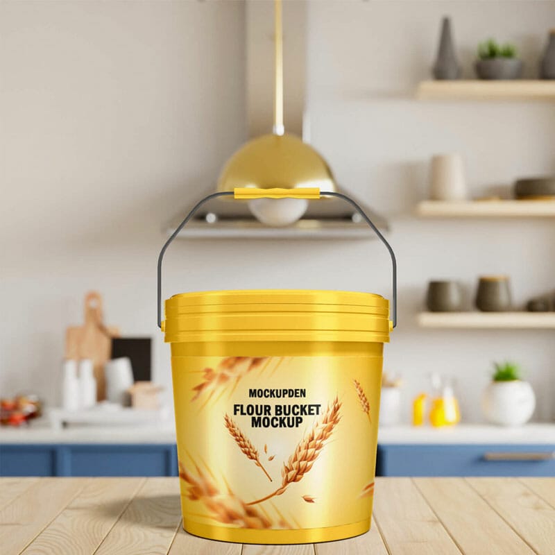Free Flour Bucket Mockup PSD Template