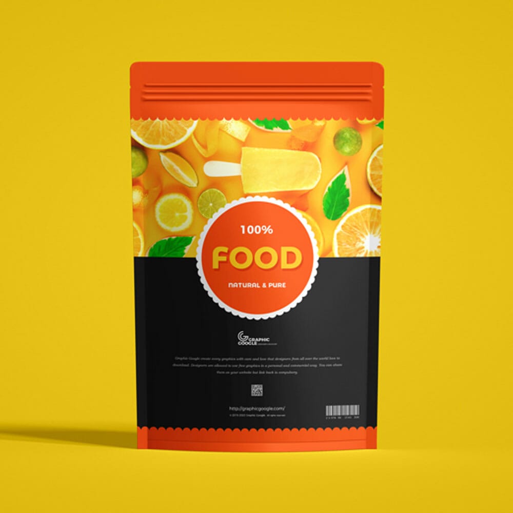 Free Food Packaging Pouch Mockup PSD