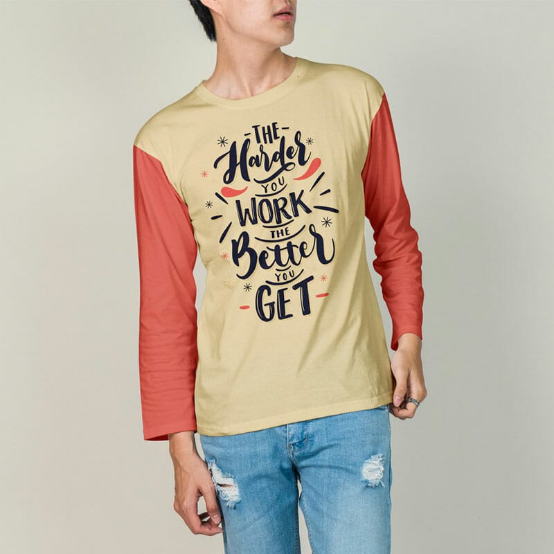 Free Full Sleeves T-Shirt Mockup PSD