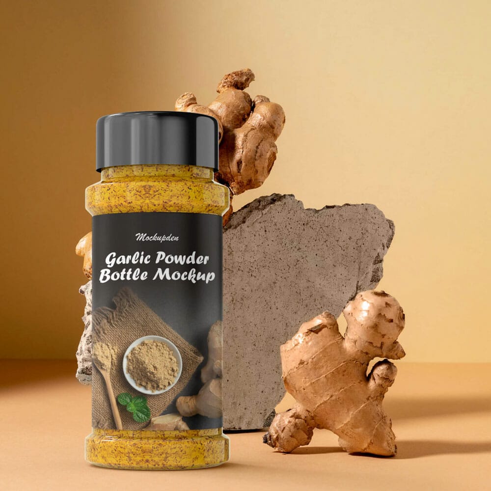 Free Garlic Powder Bottle Mockup PSD Template