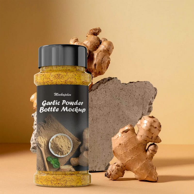 Free Garlic Powder Bottle Mockup PSD Template
