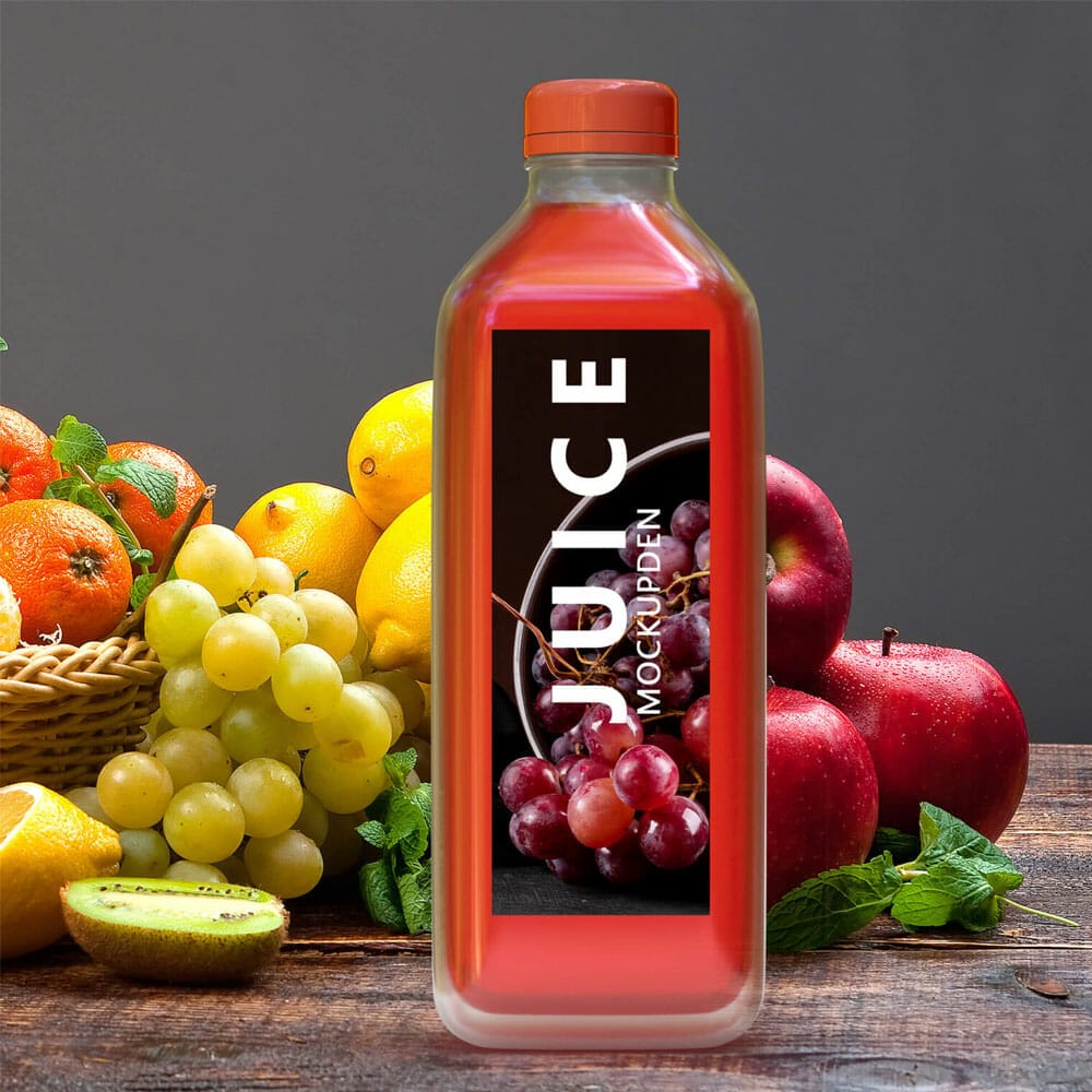 Free Grapefruit Juice Bottle Mockup PSD