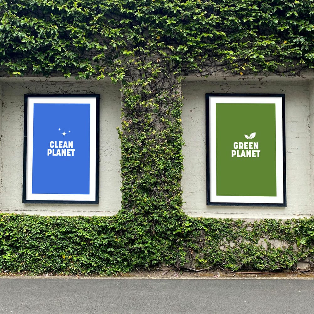 Free Green Wall Twin Posters Mockup PSD