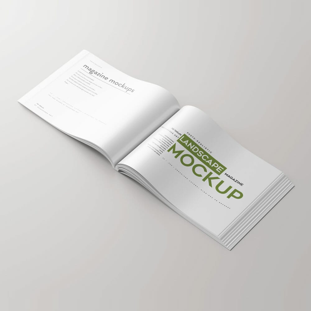 Free Horizontal Open Magazine Mockup PSD