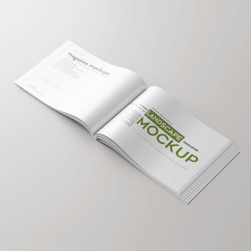 Free Horizontal Open Magazine Mockup PSD