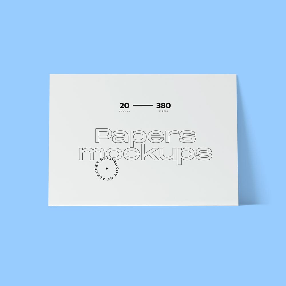 Free Horizontal Paper Mockup Front View PSD
