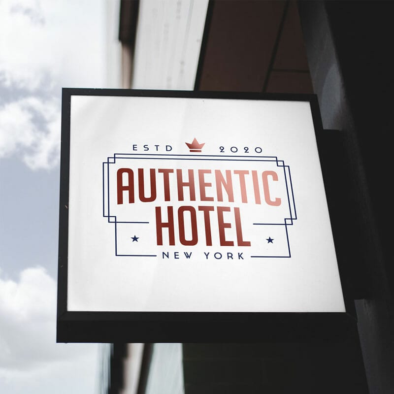 Free Hotel Signage Mockup PSD