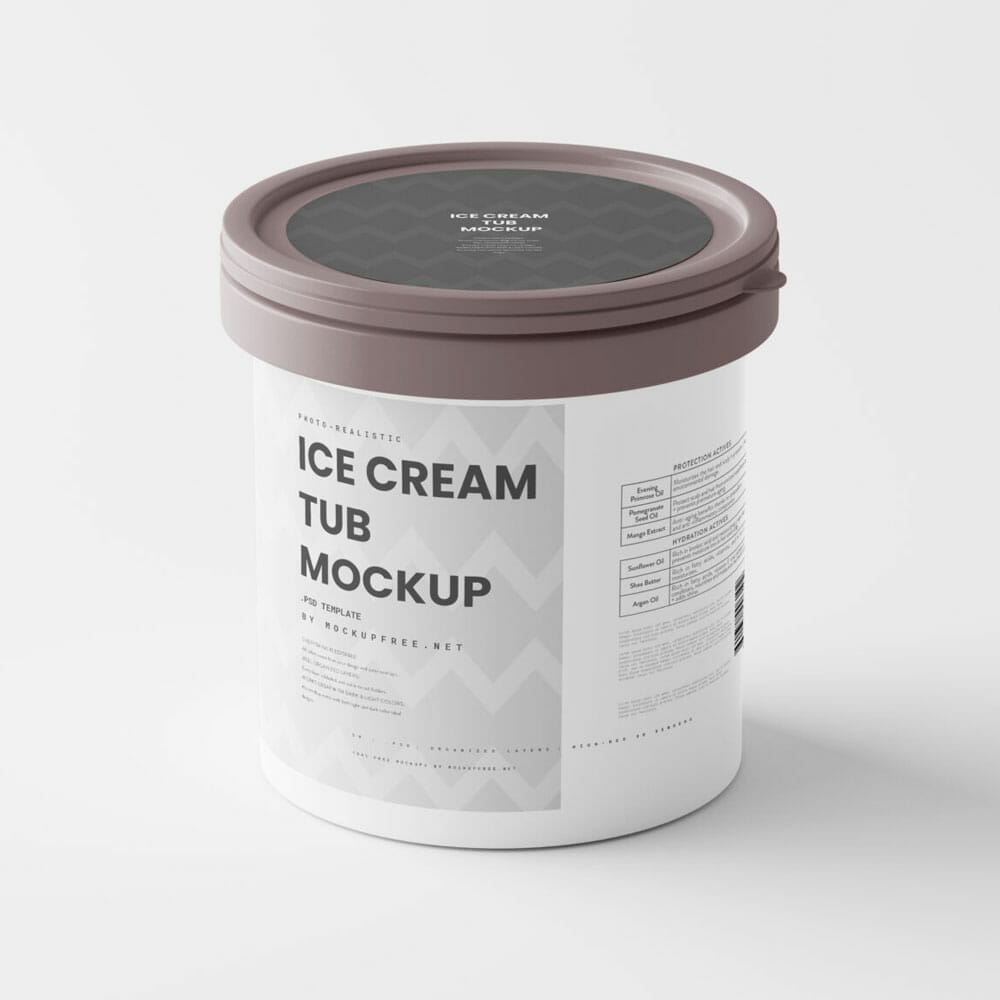 Free Ice Cream Tub Mockup PSD