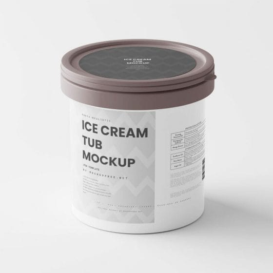 Free Ice Cream Tub Mockup PSD