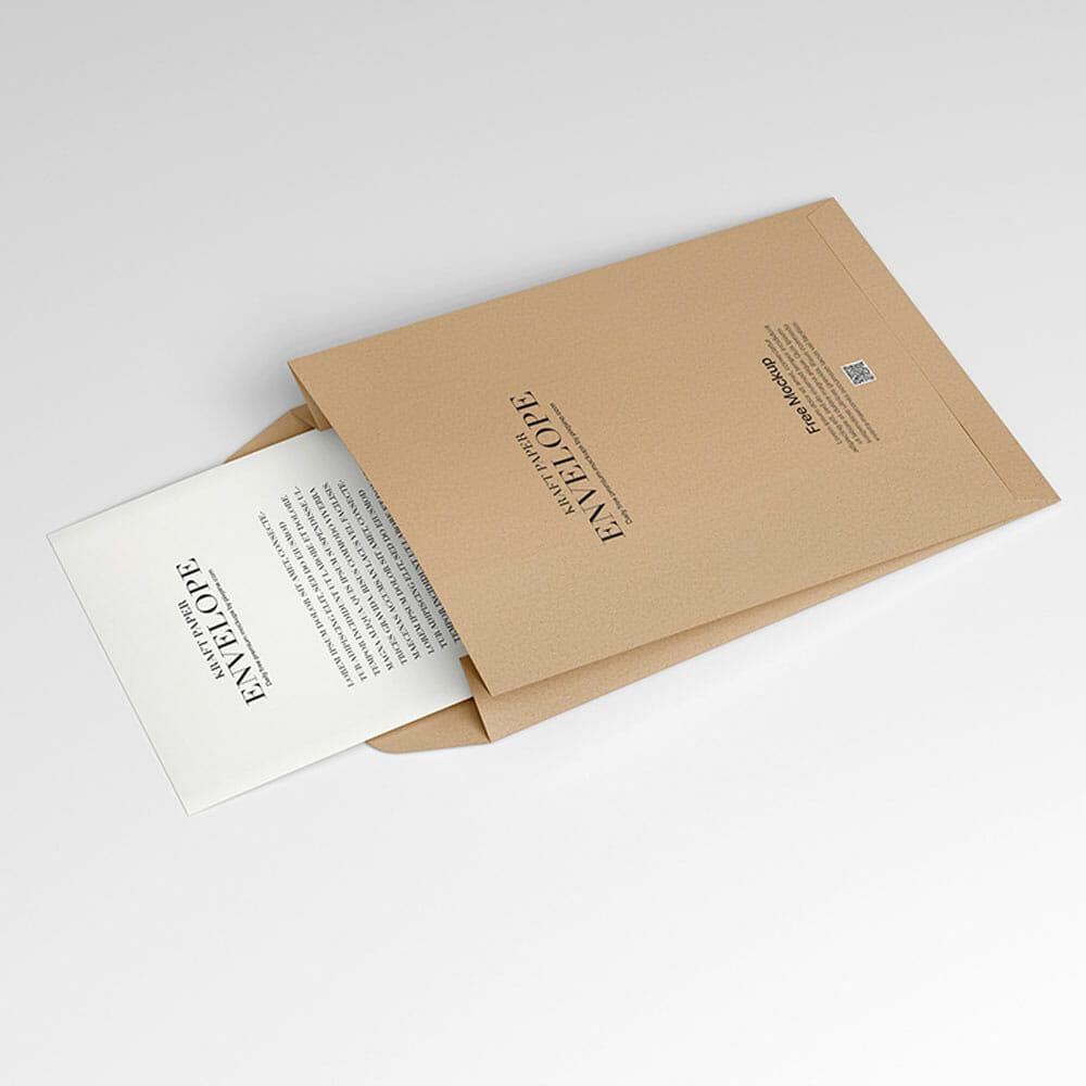 Free Kraft Paper Envelope Mockup PSD