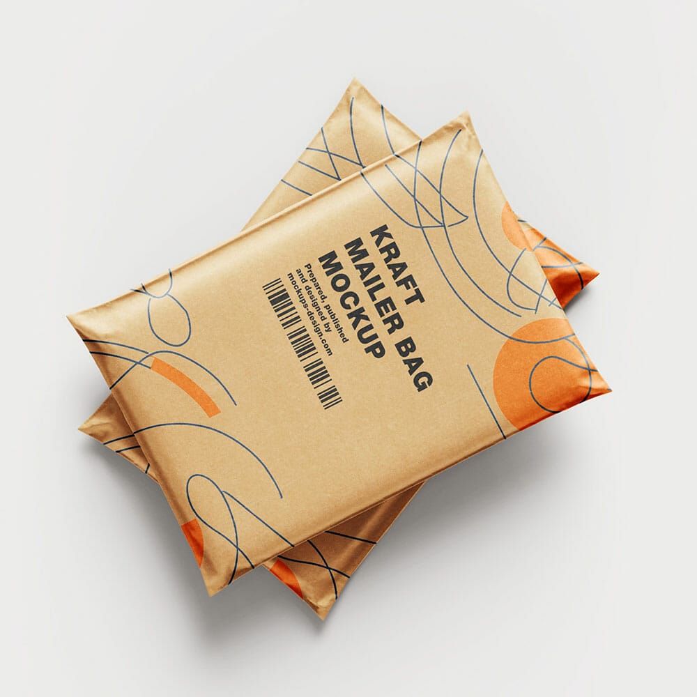 Free Kraft Paper Mailing Bag Mockup PSD