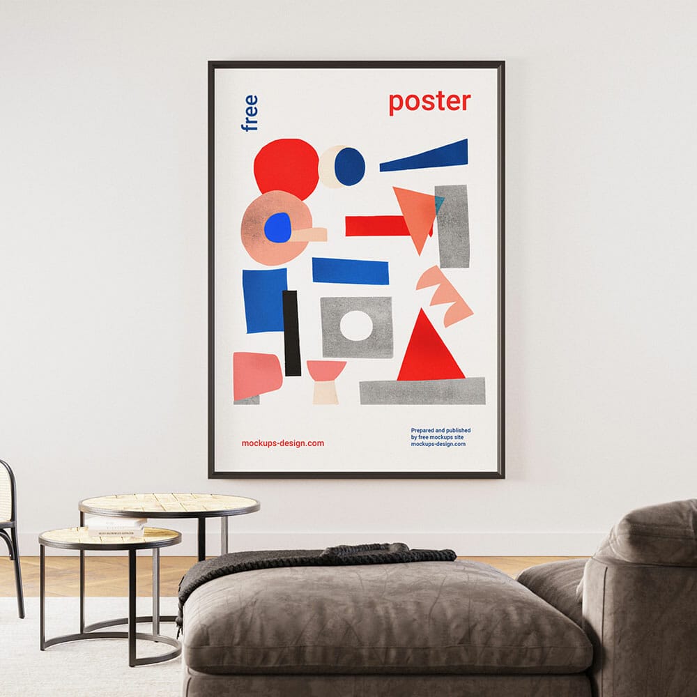 Free Large Poster In A Room Mockup PSD