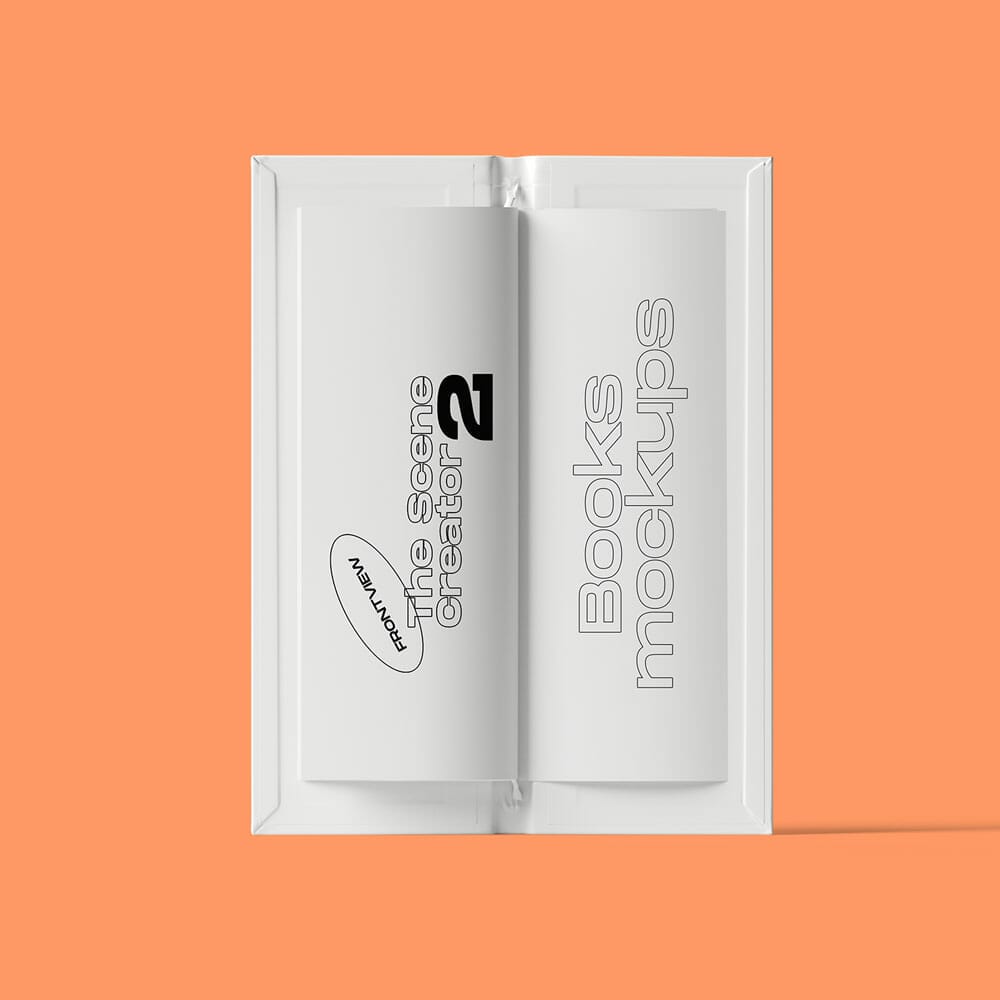 Free Long Open Book Mockup Front View PSD