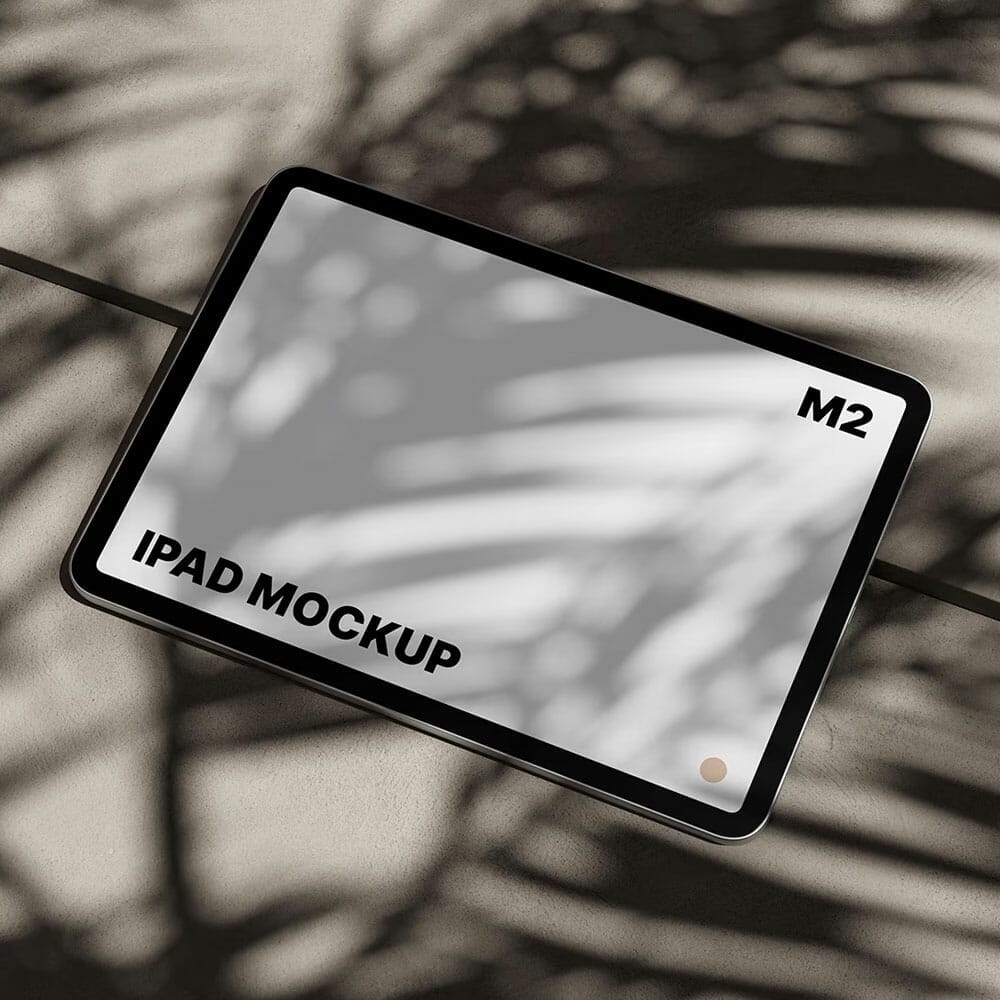 Free M2 iPad Pro On Concrete Mockup PSD