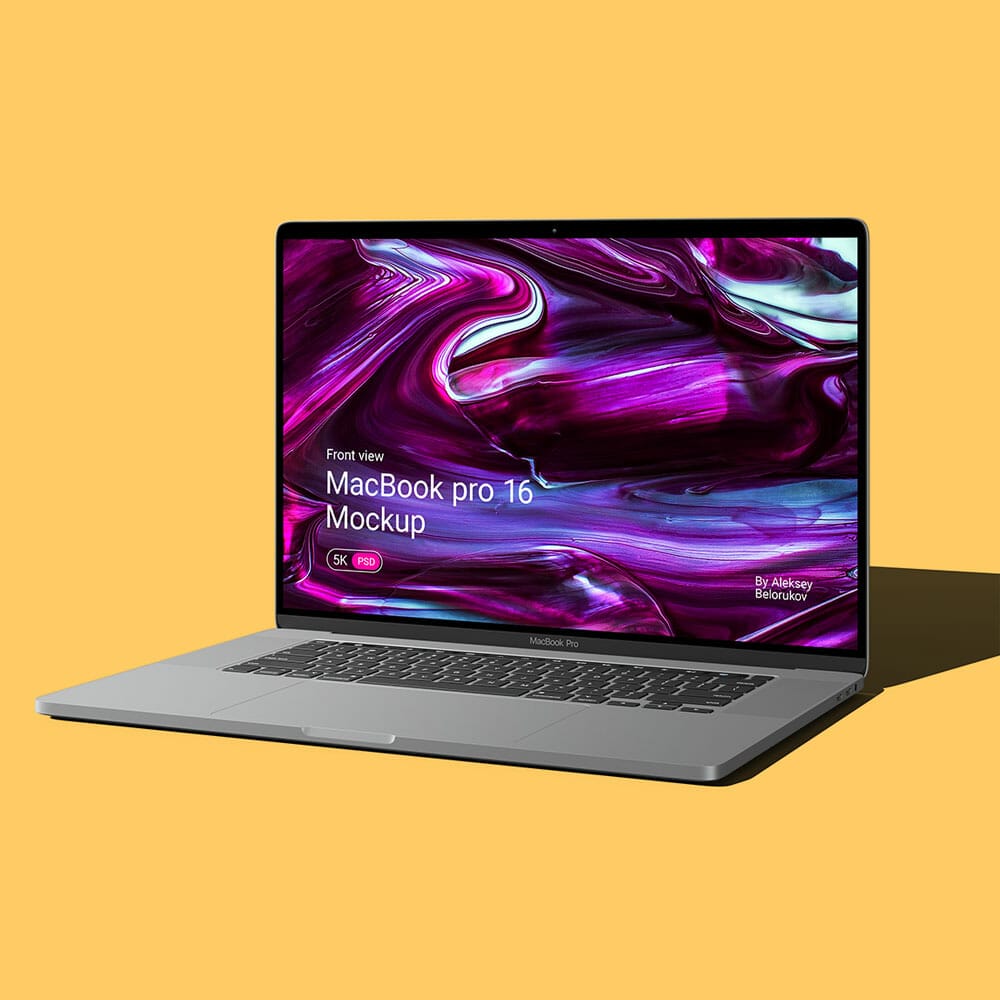 Free Macbook Pro 16 Mockup Front View PSD