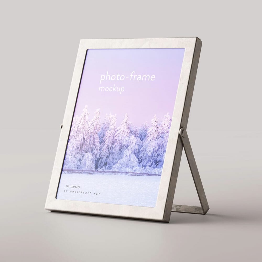 Free Metal Photo Frame Mockup PSD