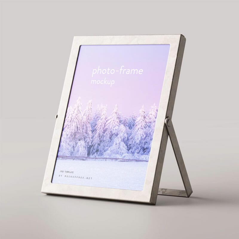 Free Metal Photo Frame Mockup PSD