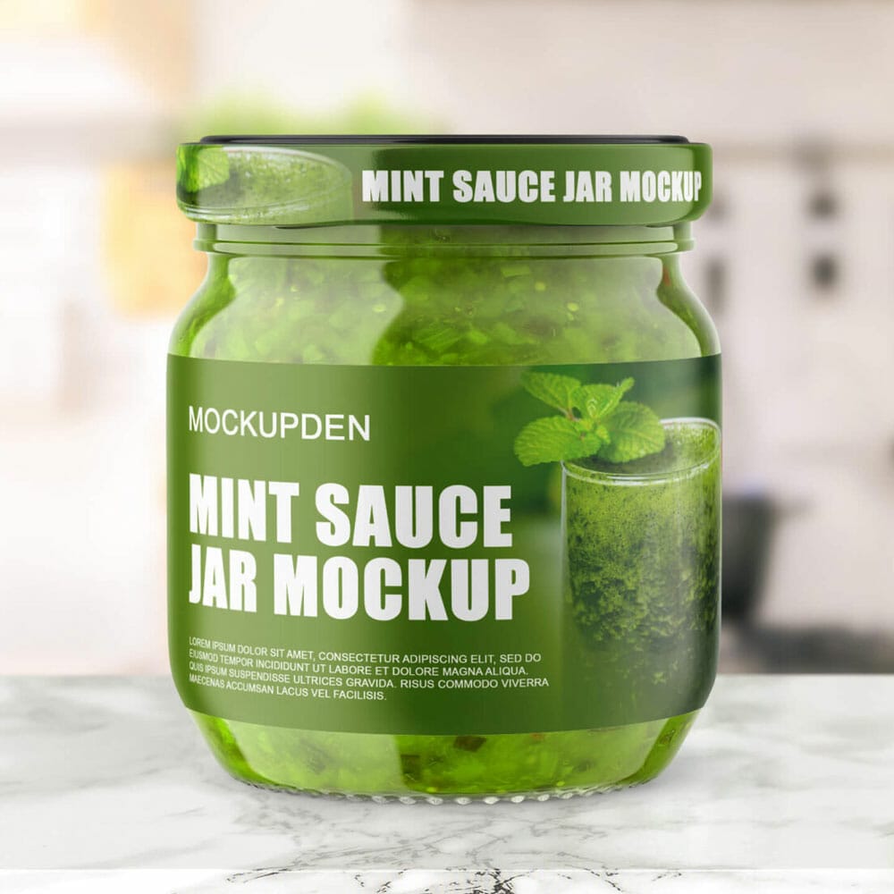 Free Mint Sauce Jar Mockup PSD Template