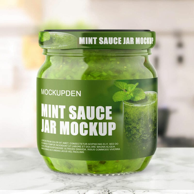 Free Mint Sauce Jar Mockup PSD Template