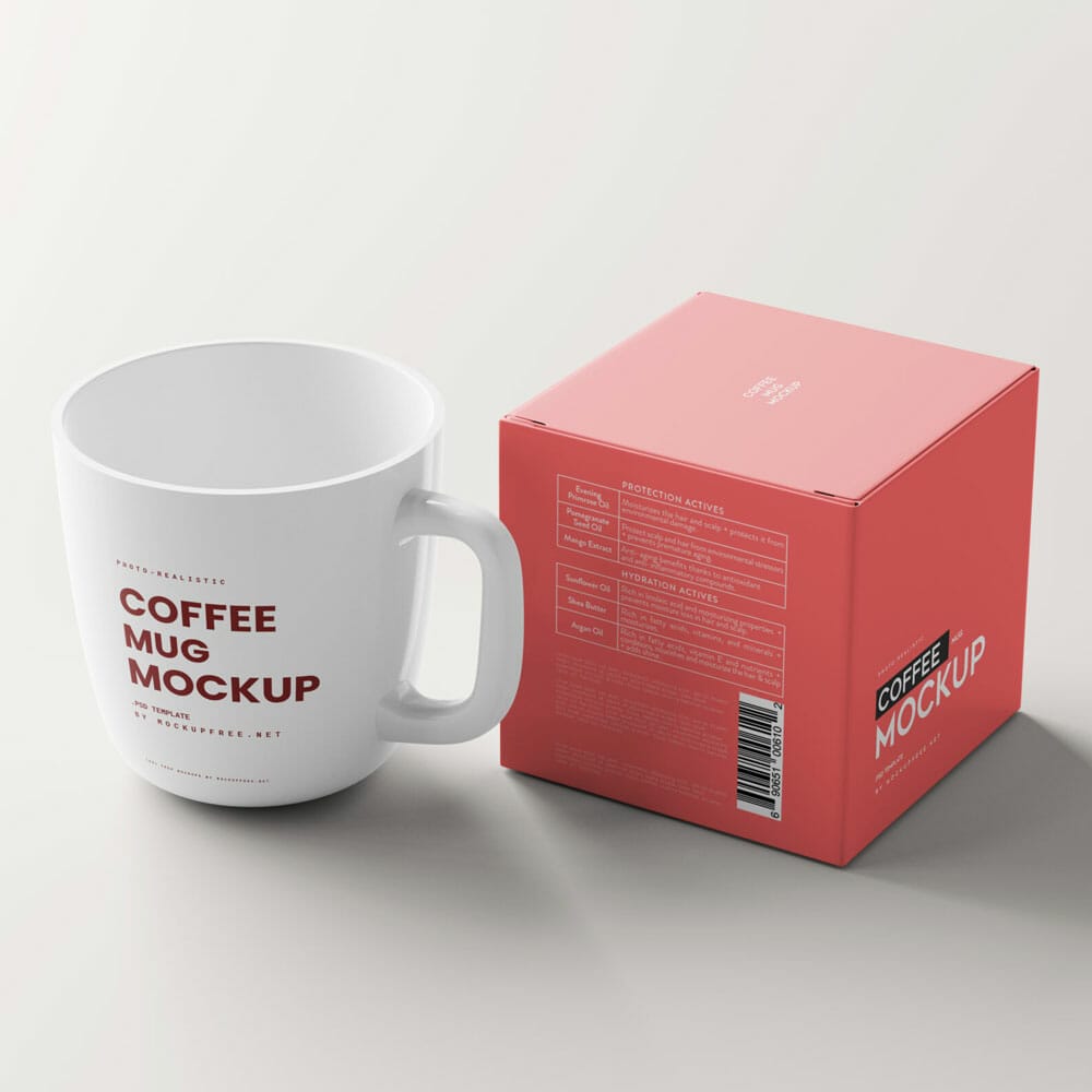 Free Mug And Box Mockups PSD