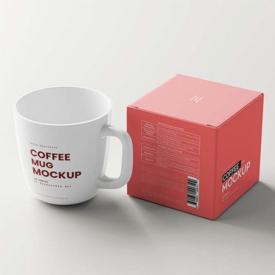 Free Mug And Box Mockups PSD