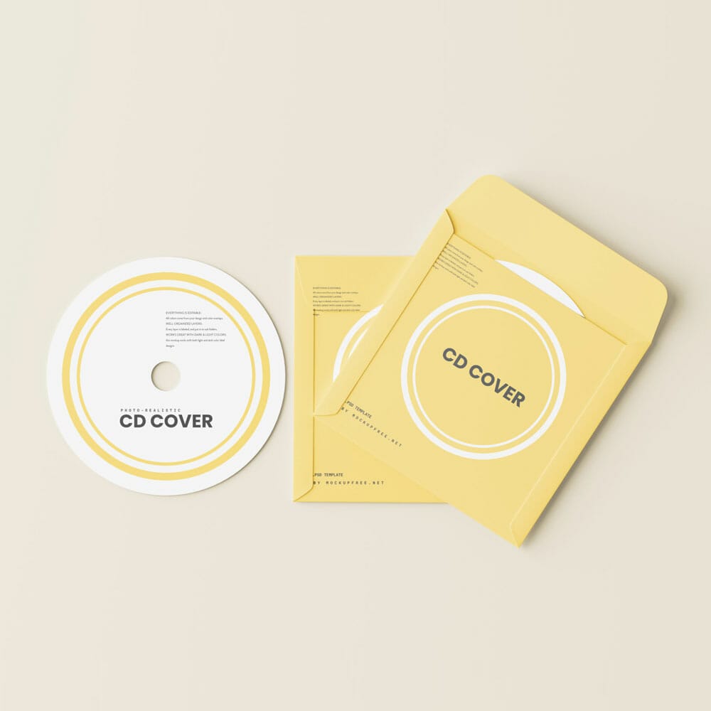 Free Paper CD Cover And Disc Mockup PSD