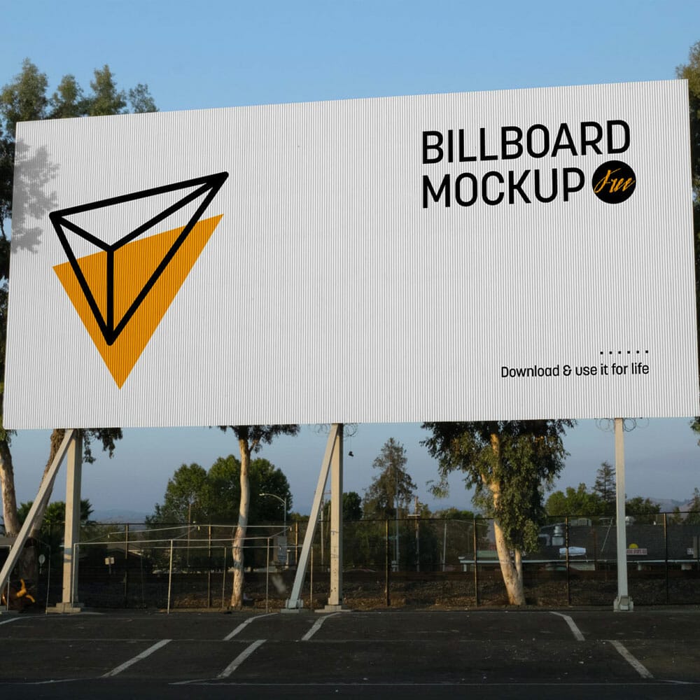 Free Parking Lot Billboard Mockup PSD