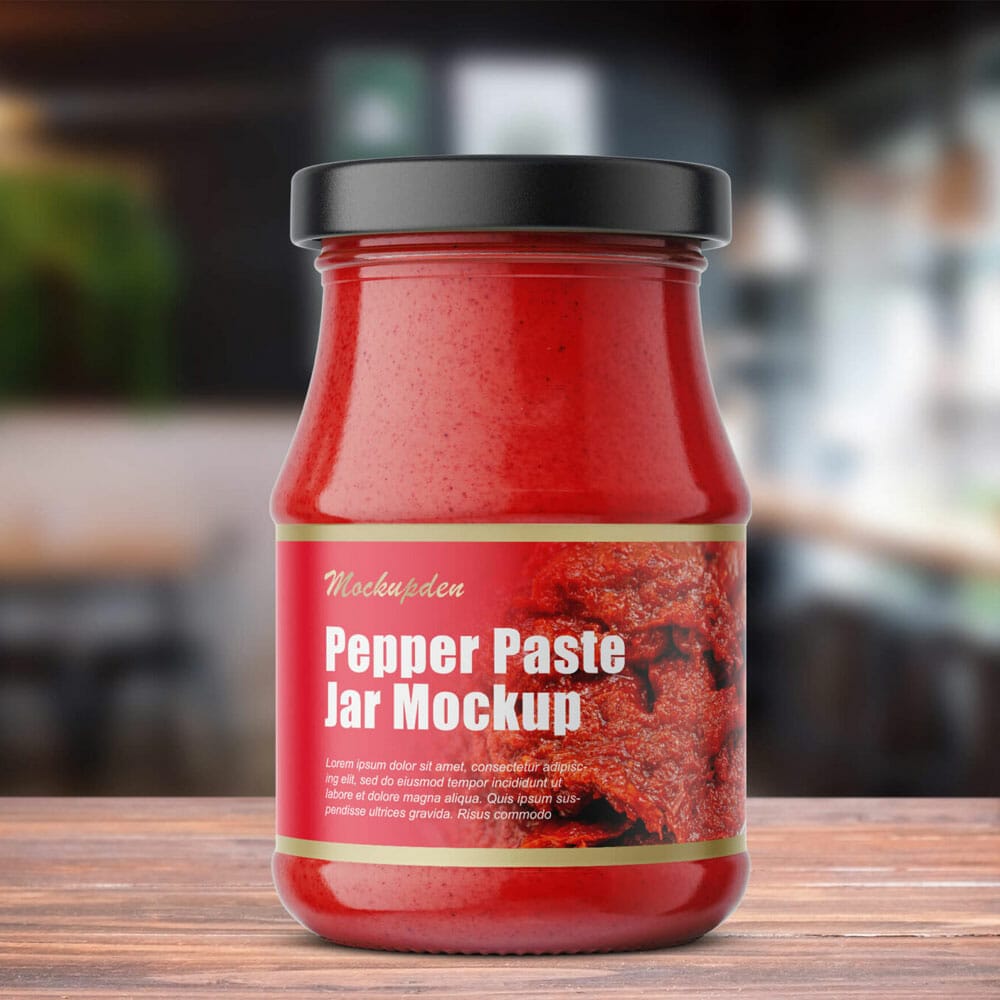 Free Pepper Paste Jar Mockup PSD Template