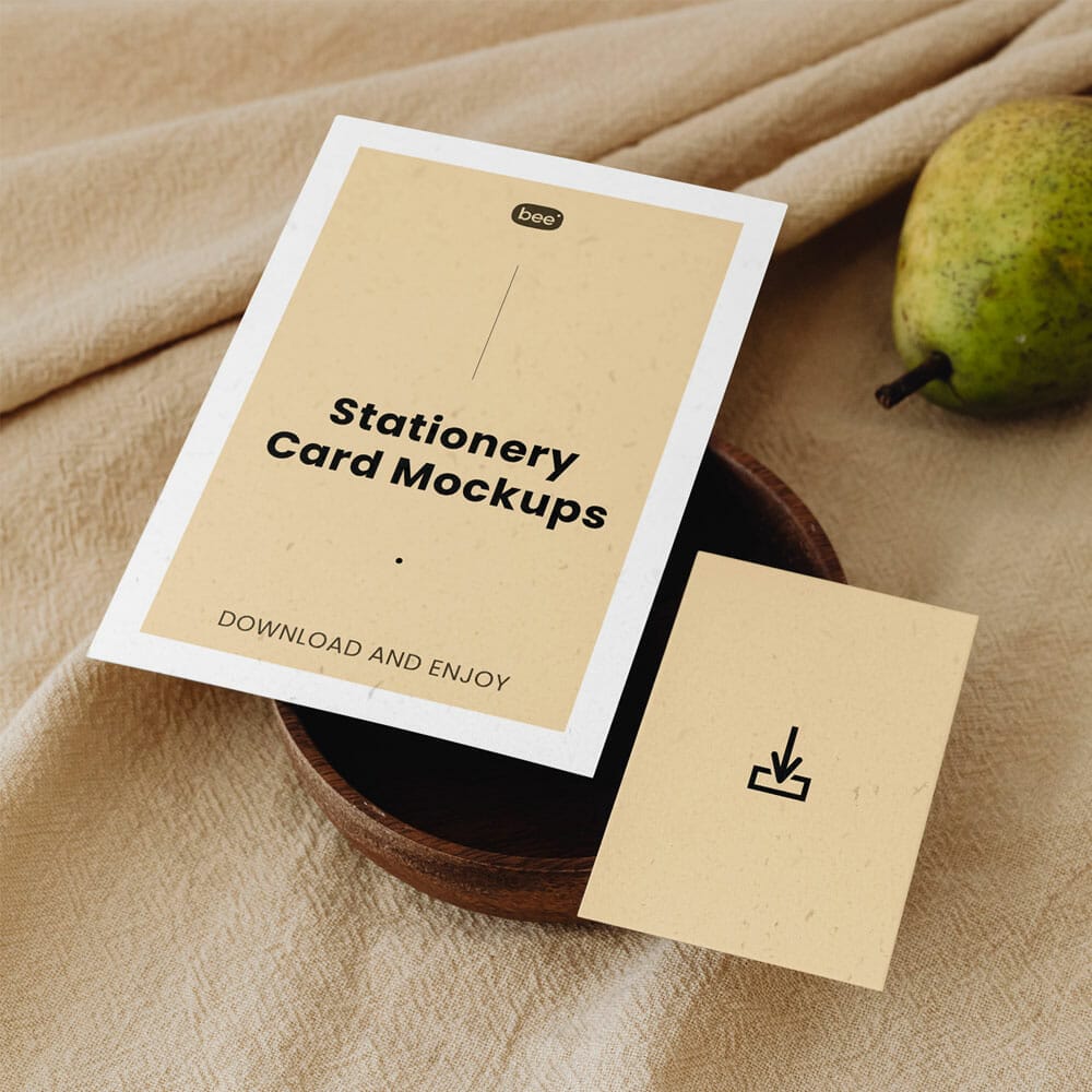 Free Perspective Eco Stationery Card Mockups PSD