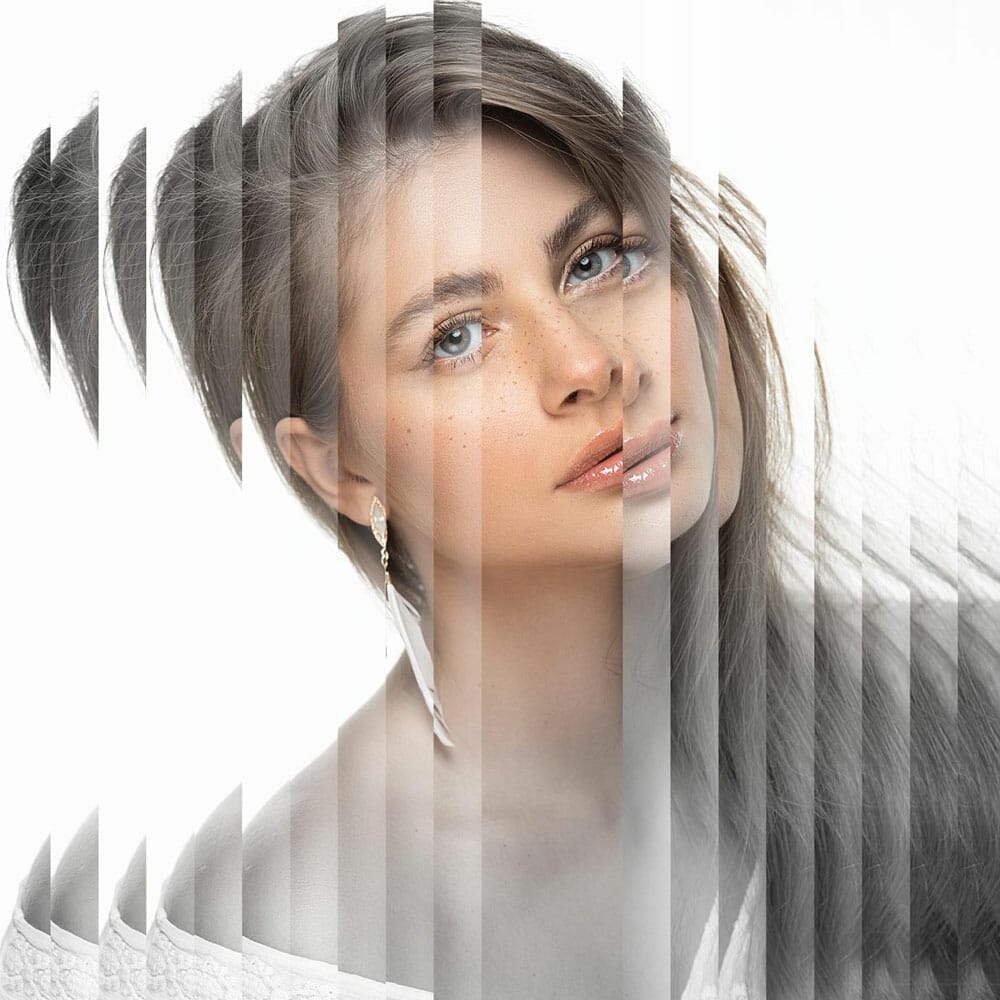 Free Photoshop Strip Fractal Mirror Effect Mockup PSD