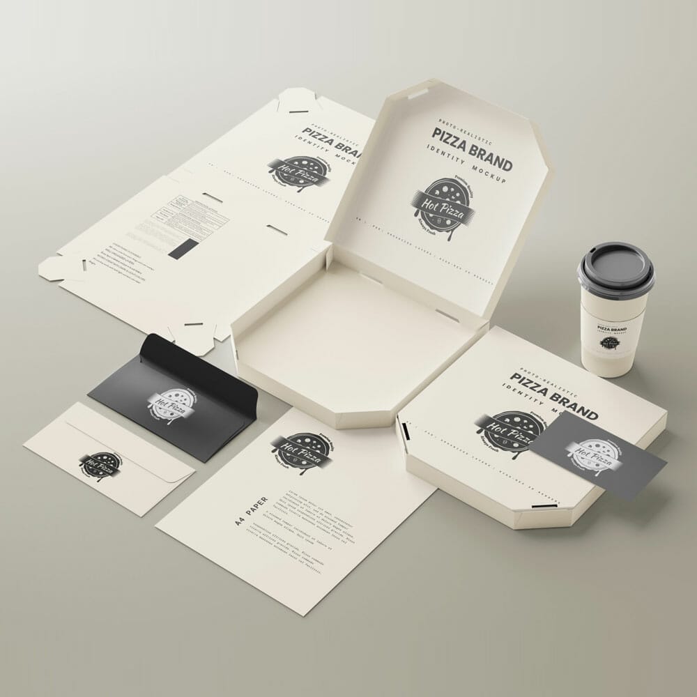 Free Pizza Branding Mockup Set PSD