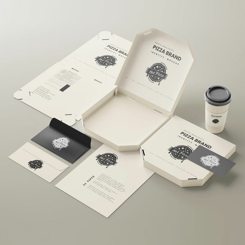 Free Pizza Branding Mockup Set PSD