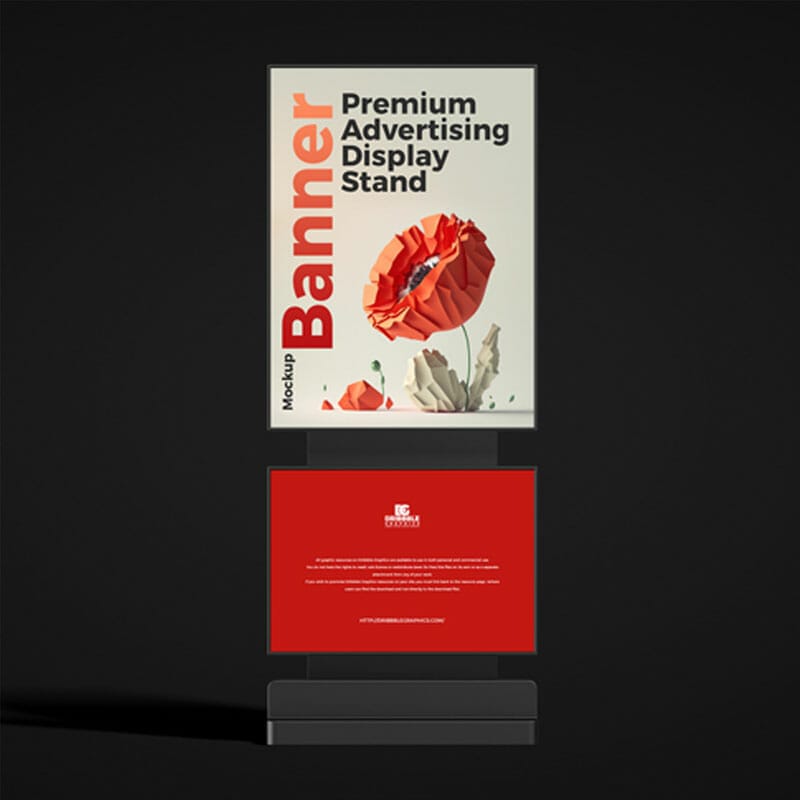 Free Premium Advertising Display Stand Banner Mockup PSD