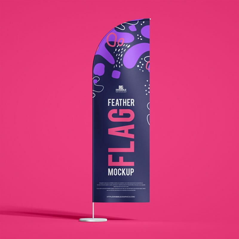 Free Premium Advertising Feather Flag Mockup PSD