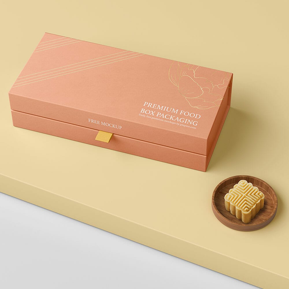 Free Premium Food Box Packaging Mockup PSD