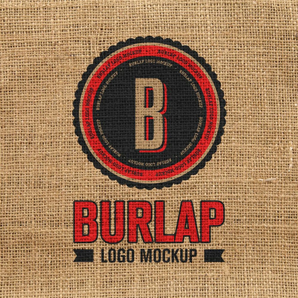 Free Premium Quality Burlap Logo Mockup PSD