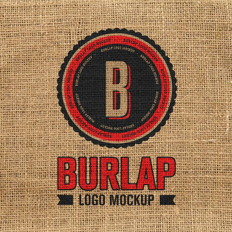 Free Premium Quality Burlap Logo Mockup PSD