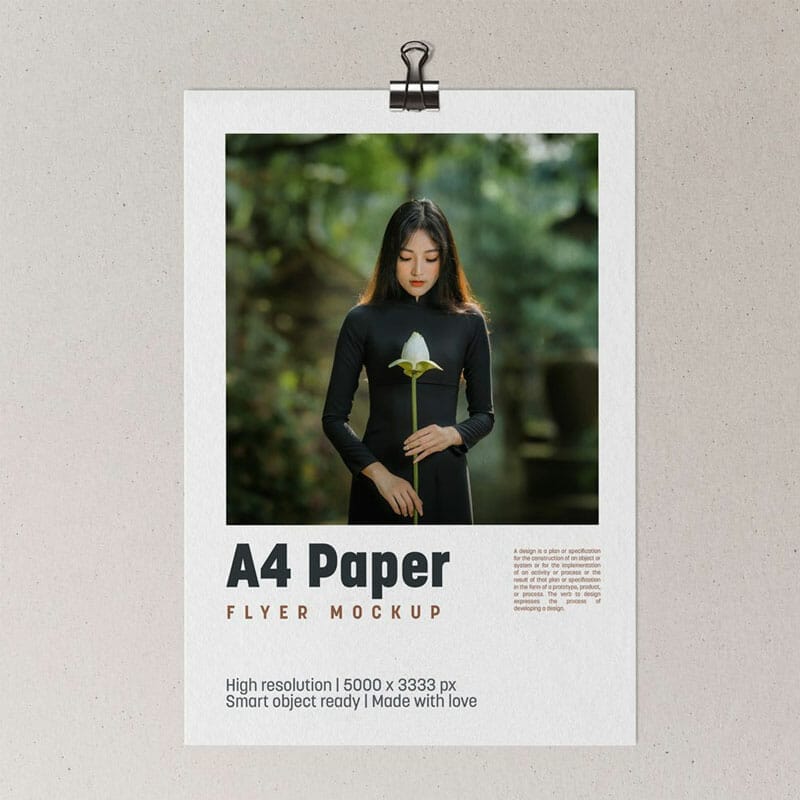 Free Realistic A4 Flier Mockup PSD